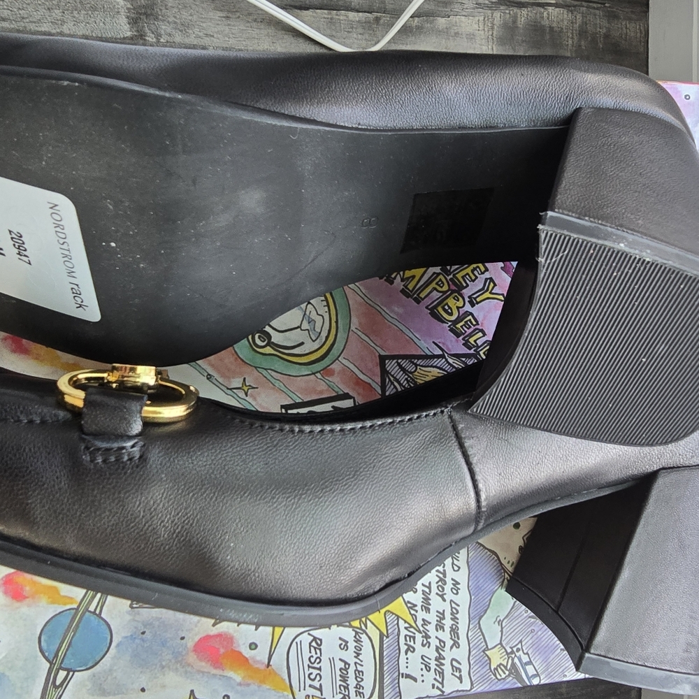 Jeffrey Campbell Black and Gold Heels with Chunky Design Size 8 Nwt - Picture 5 of 6